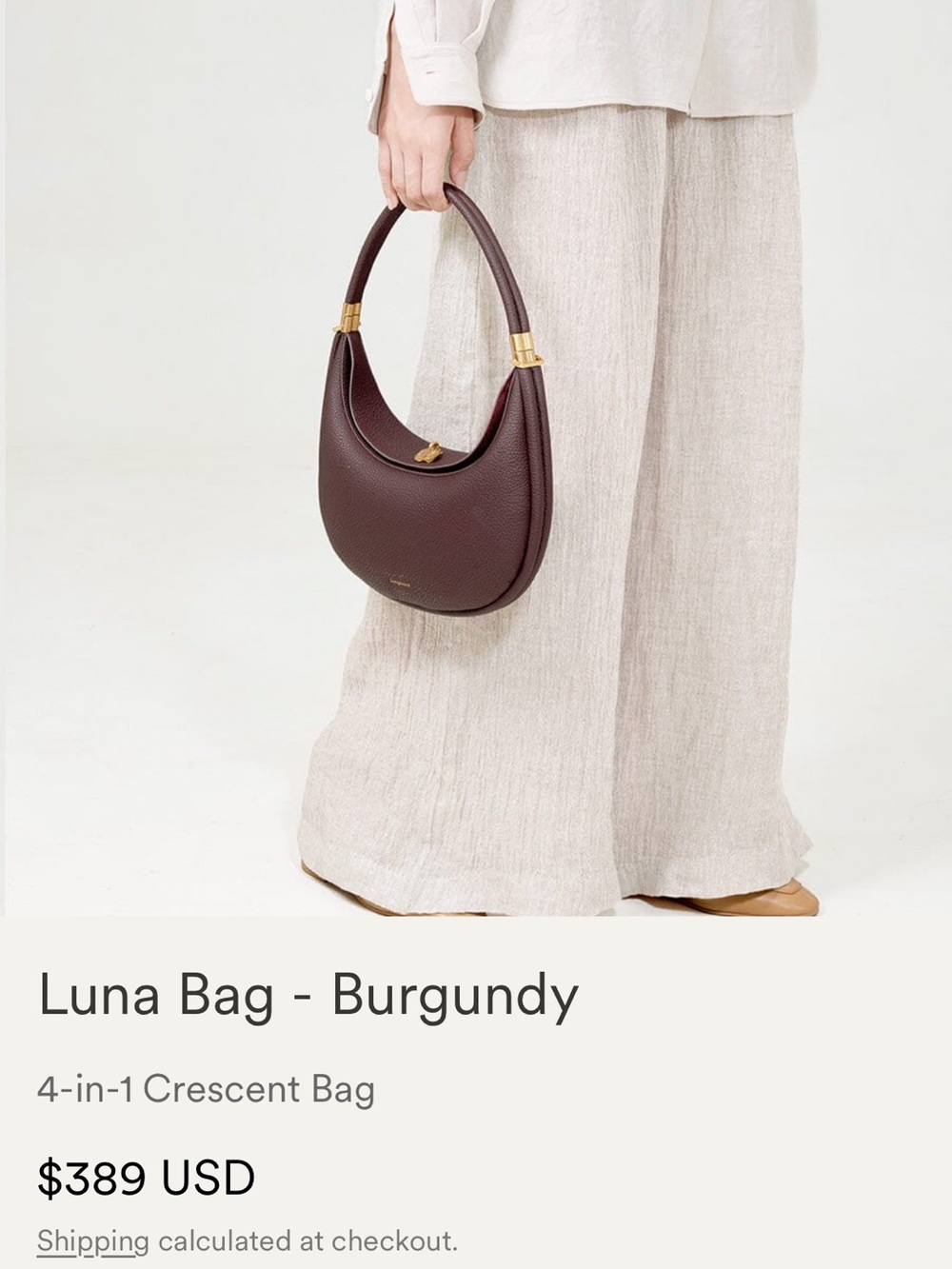 Songmont Luna Cresant Shaped Crossbody Bag in Burgundy 4 in 1 - Picture 11 of 12
